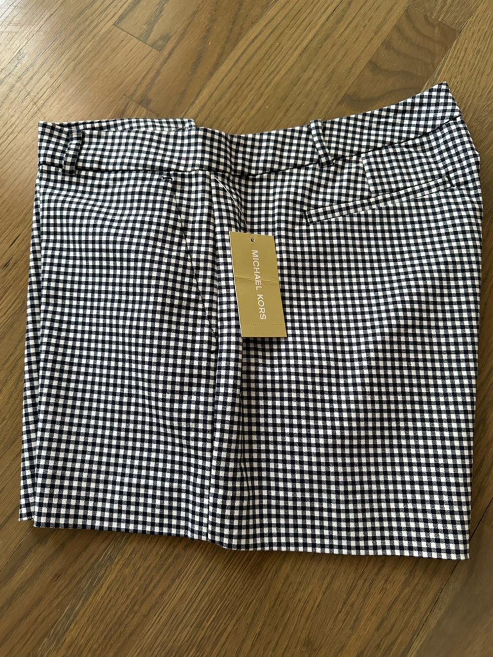 Michael Kors Navy and White Gingham Bermuda Shorts